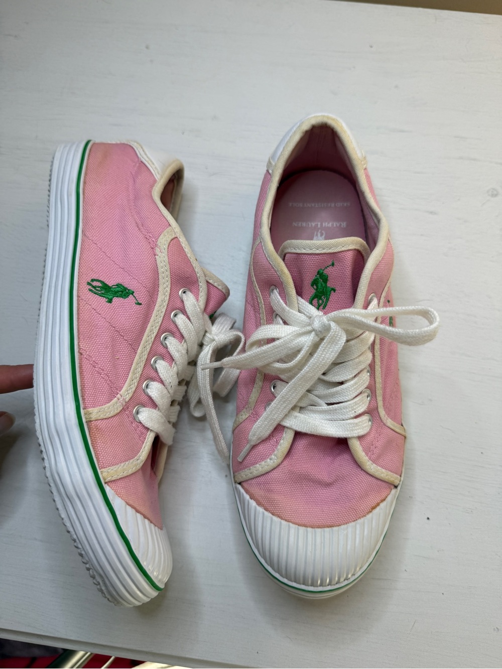 90's Polo Ralph Lauren light pink Canvas sneakers (size 8) vintage preppy Y2K - Picture 15 of 15